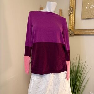 Colorblock Women's Sweater - Purple and Pink